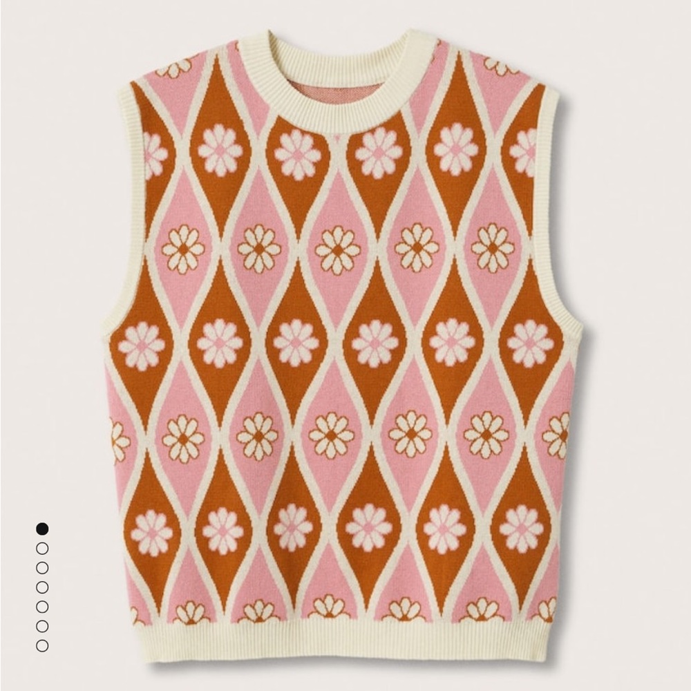 MANGO Floral Print Knitted Vest